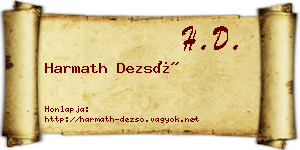 Harmath Dezső névjegykártya